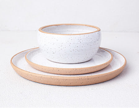Speckled White 10" Dinner Plate