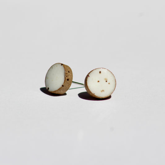 Speckled White Stud Earrings - 11mm