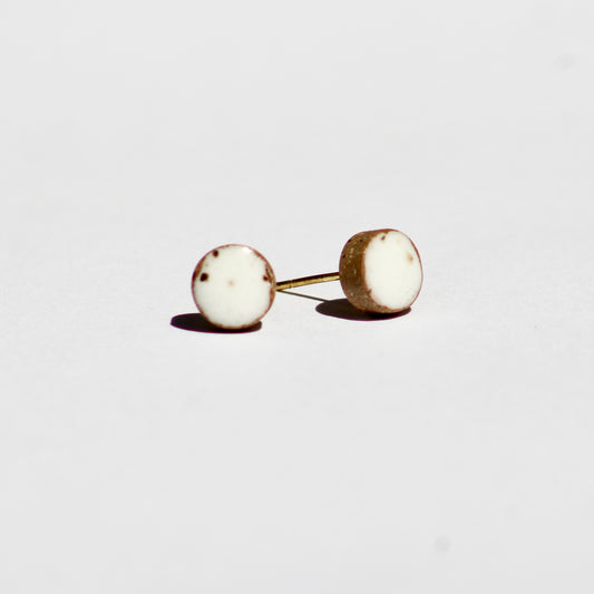 Speckled White Stud Earrings - 7mm