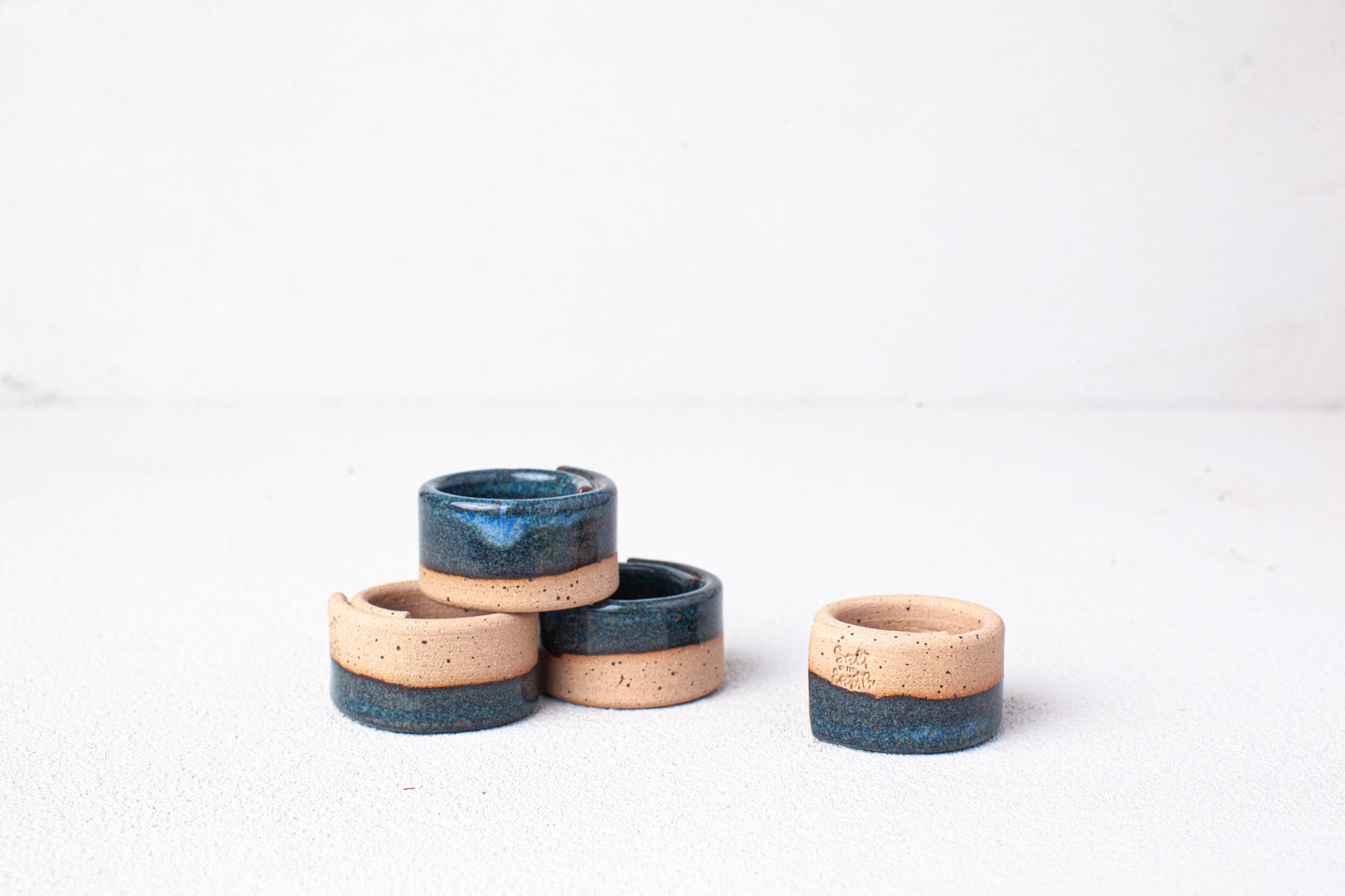Blue Napkins + Napkin Rings Gift Set