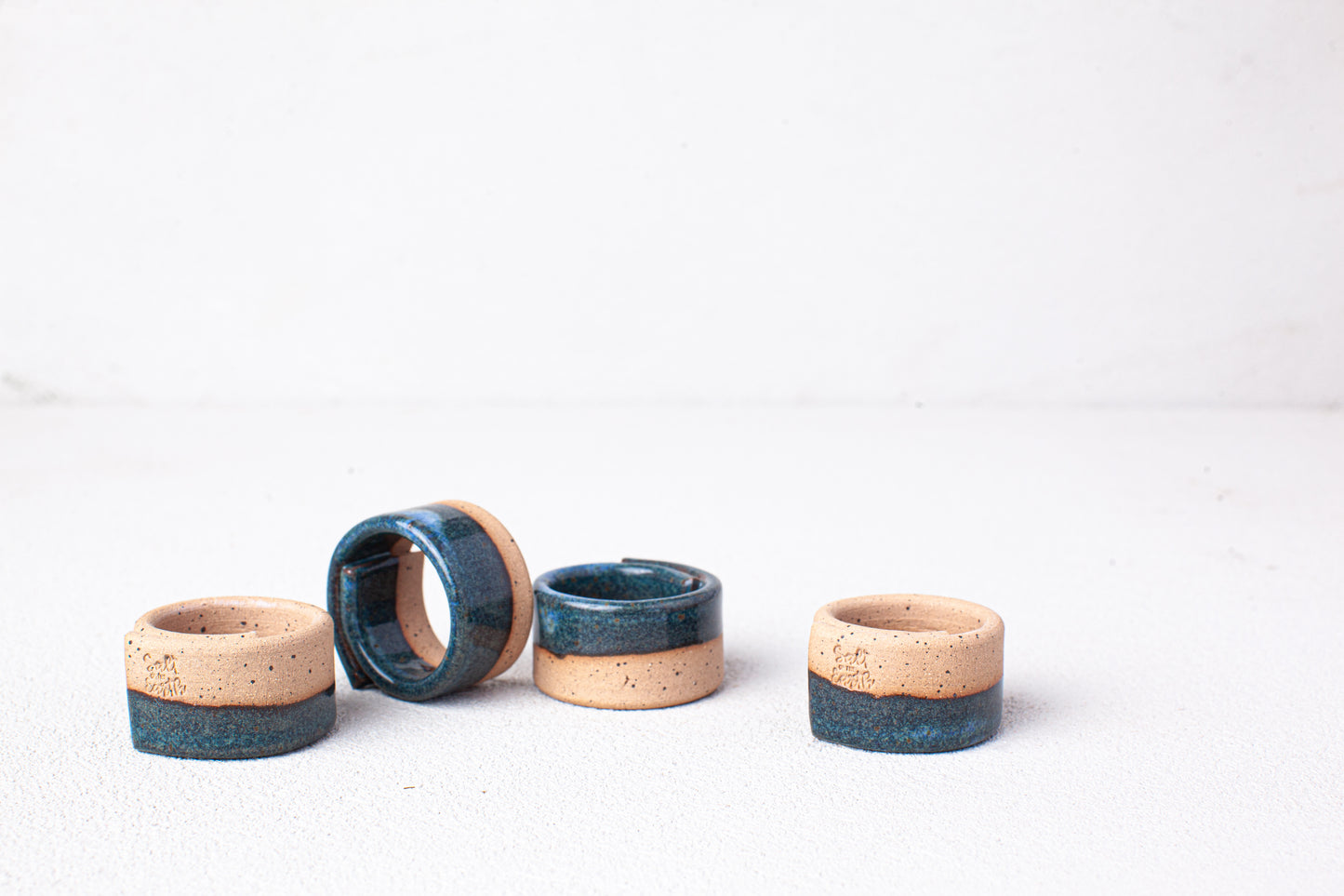 Blue Napkins + Napkin Rings Gift Set