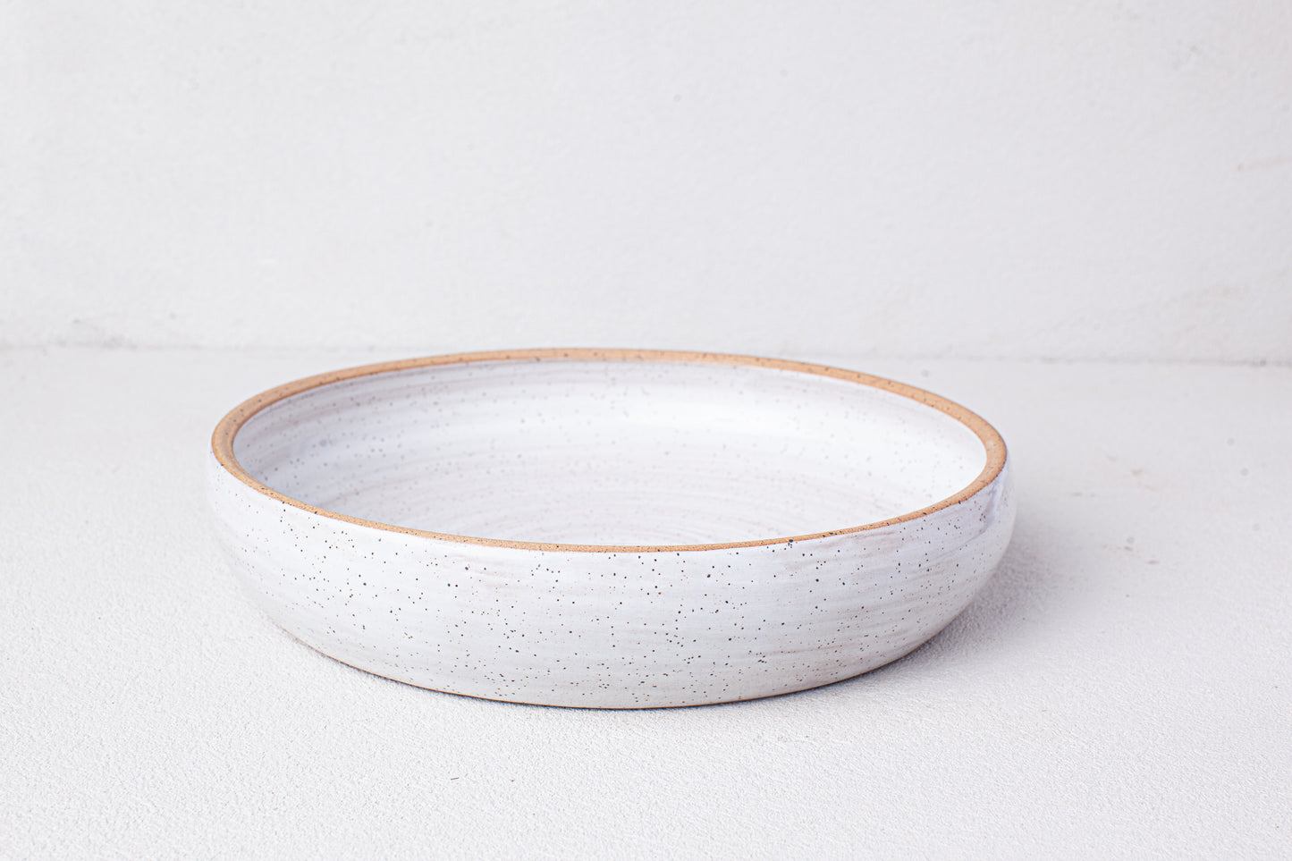 Speckled White Large Shallow Serving Bowl