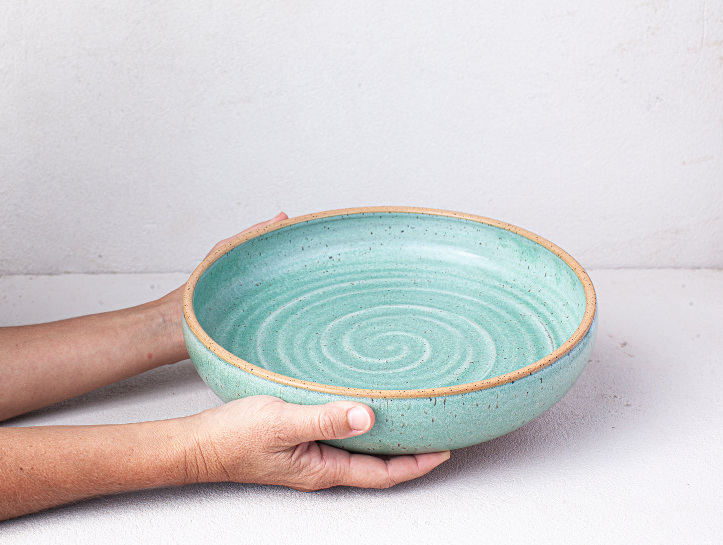 Turquoise Large Shallow Serving Bowl
