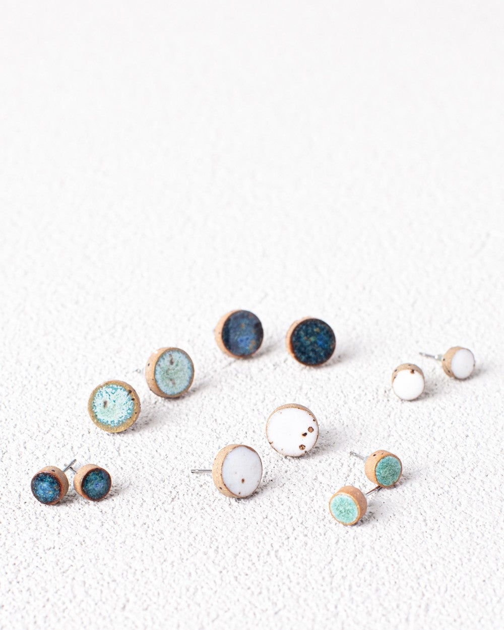 Speckled White Stud Earrings - 7mm size