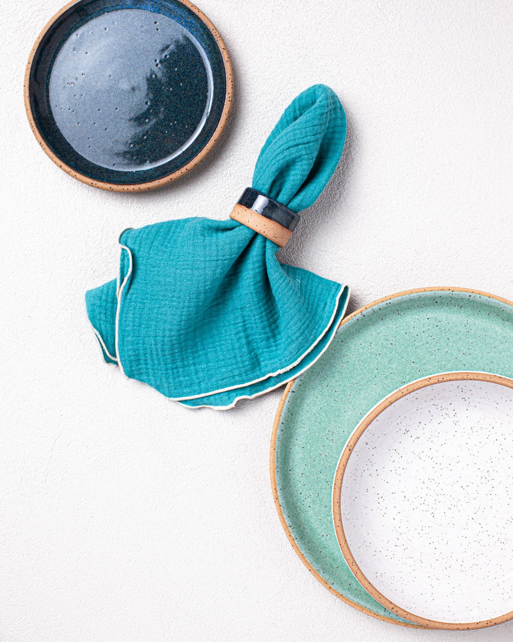 Blue Napkins + Napkin Rings Gift Set