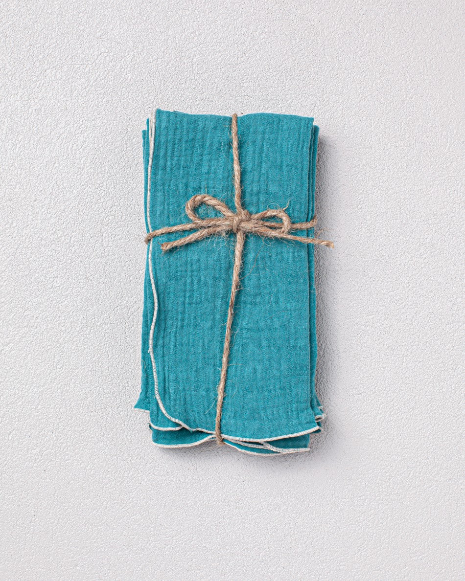 Blue Napkins + Napkin Rings Gift Set