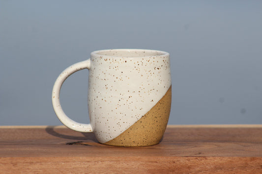 Speckled White Angle Dipped Mug