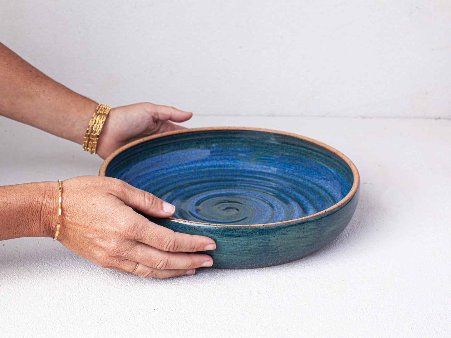 Offshore Blue Large Shallow Serving Bowl