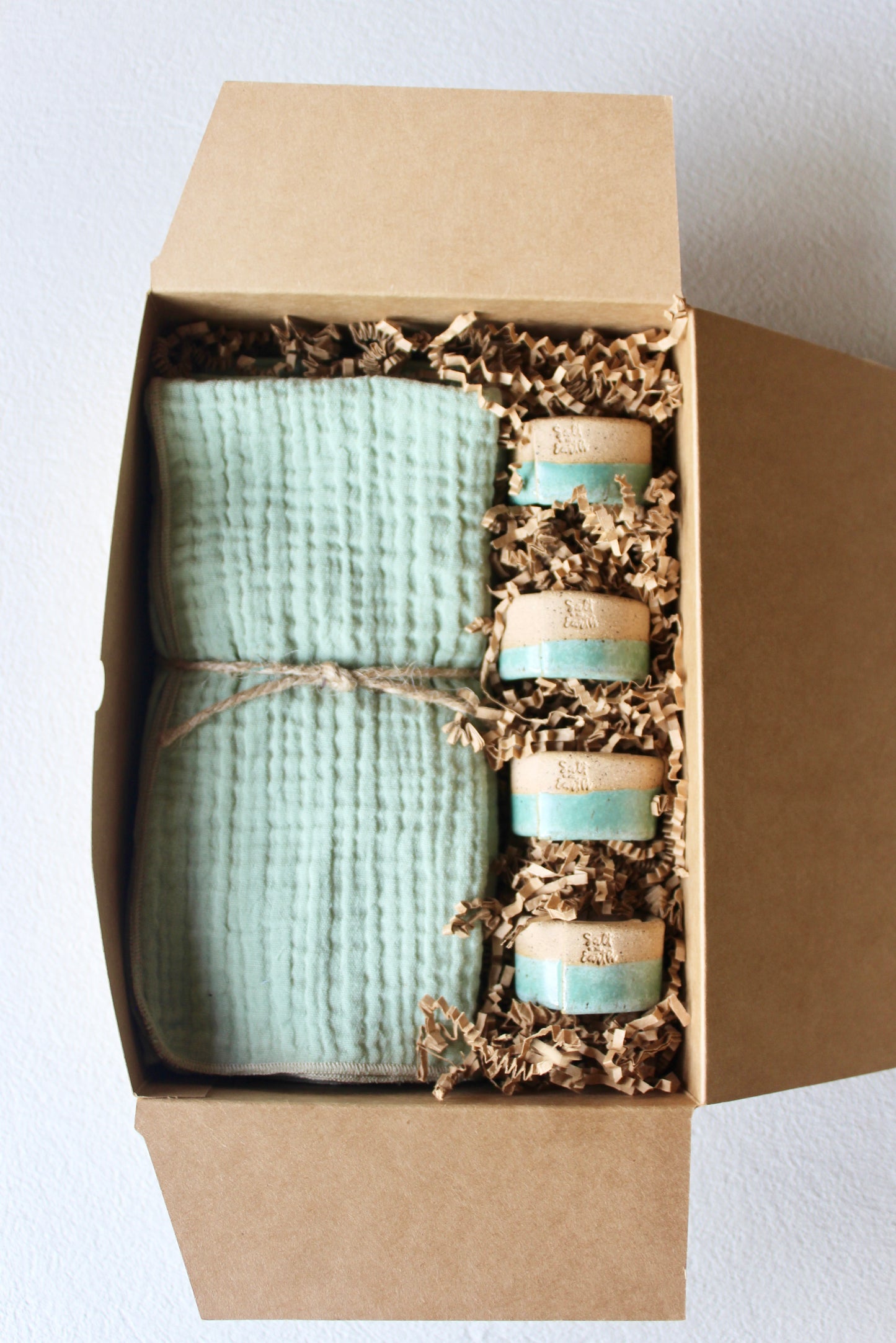 Sage Napkins + Napkin Rings Gift Set