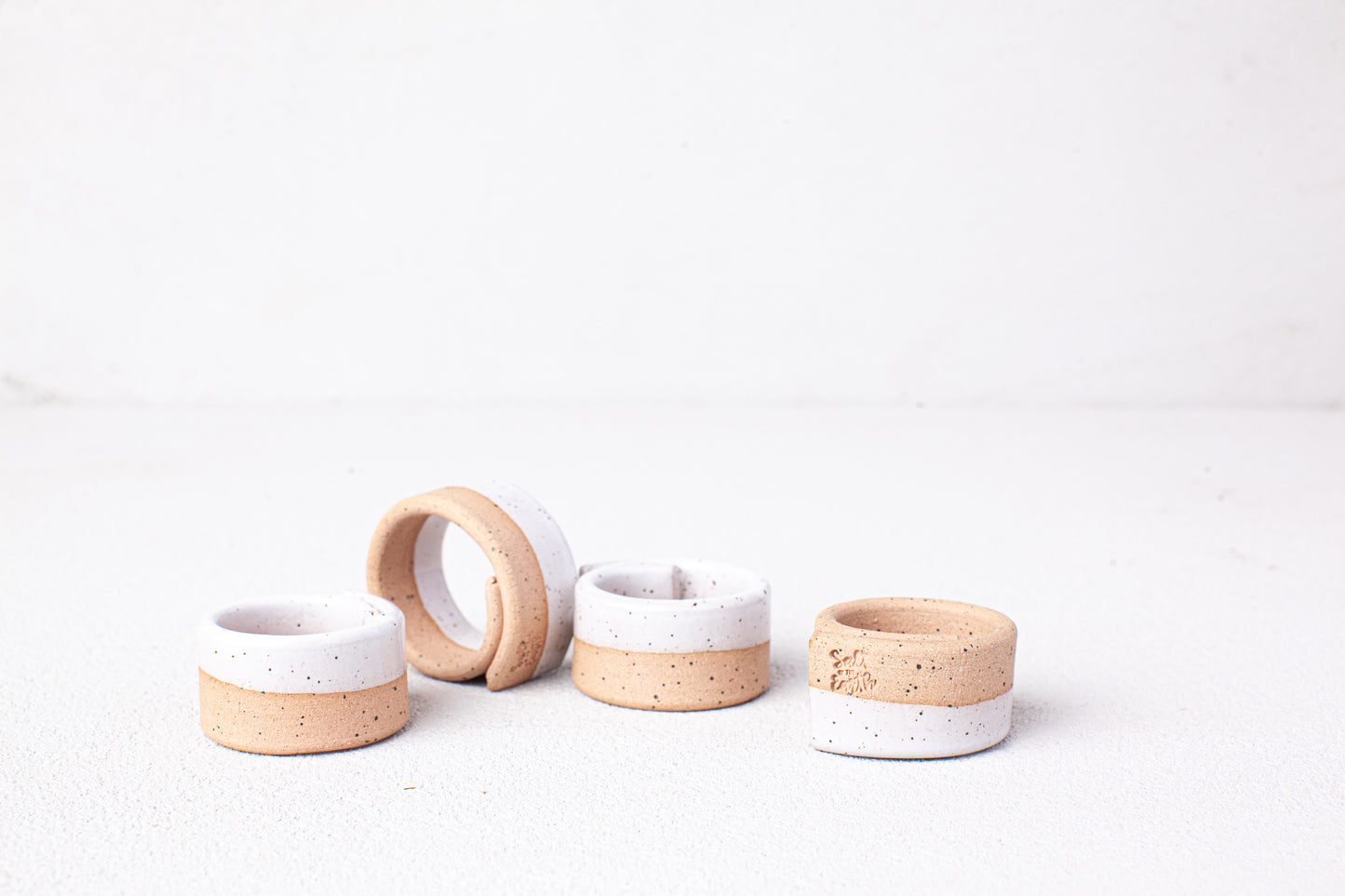 Speckled White Napkin Rings