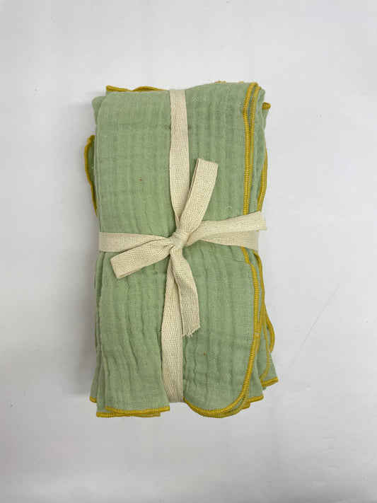 Sage & Gold Cotton Napkins - set of 4