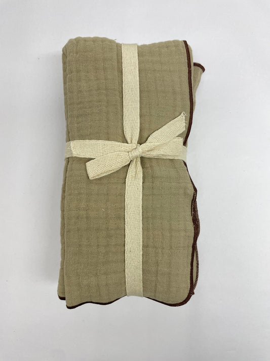 Khaki & Brown Cotton Napkins - set of 4