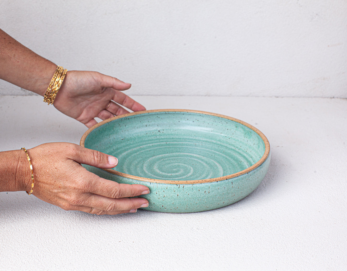 Turquoise Large Shallow Serving Bowl