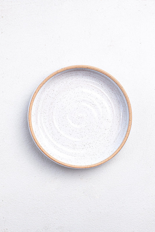 Speckled White Large Shallow Serving Bowl